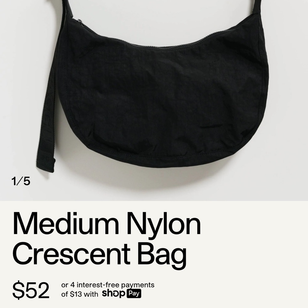 Medium Nylon crescent Bag
